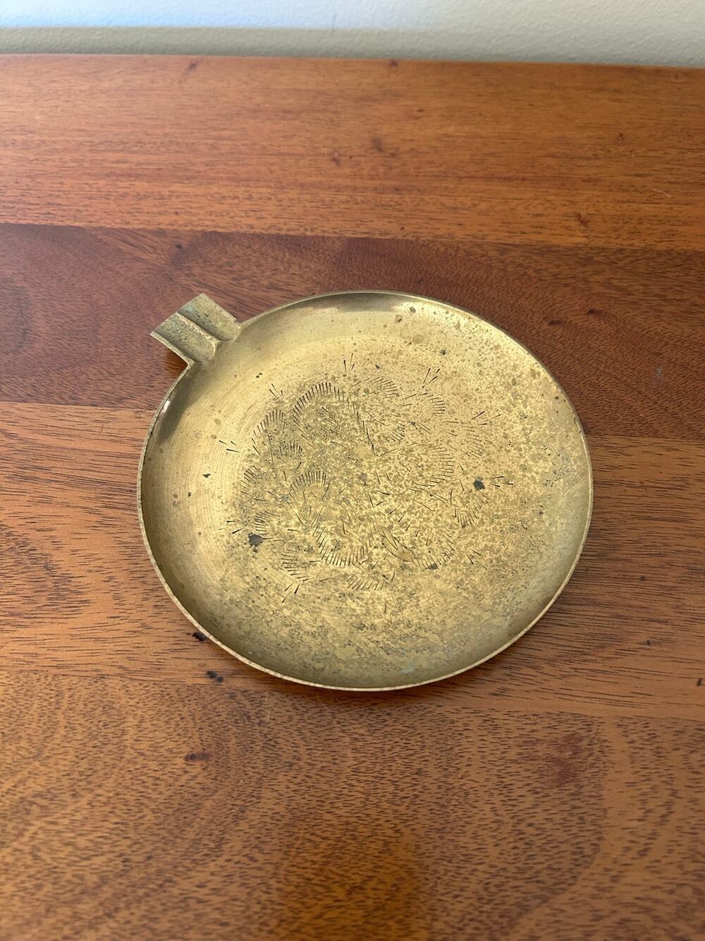 Vintage Brass Ashtray, 6 Inch Round, Simple Design